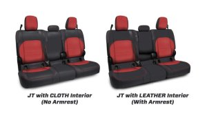 Jeep Gladiator JT Seat Covers - Rear - PRP Seats - Leather Interior - Black with Red Stitching - `20-`22